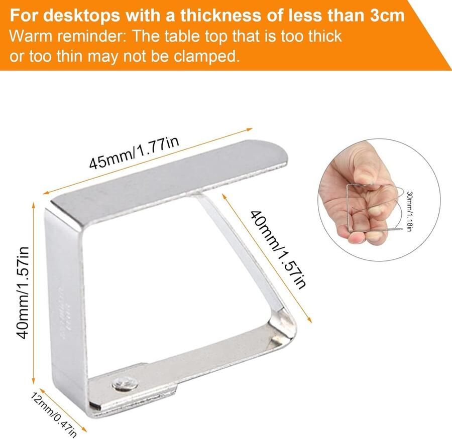 12 stuks tafelkleedklemmen roestvrij staal tafelkleedklemmen tafelklemmen antislip tafelkleed klemmen outdoor voor dik tafelblad tuintafel biertafel zilver 5 x 4 cm
