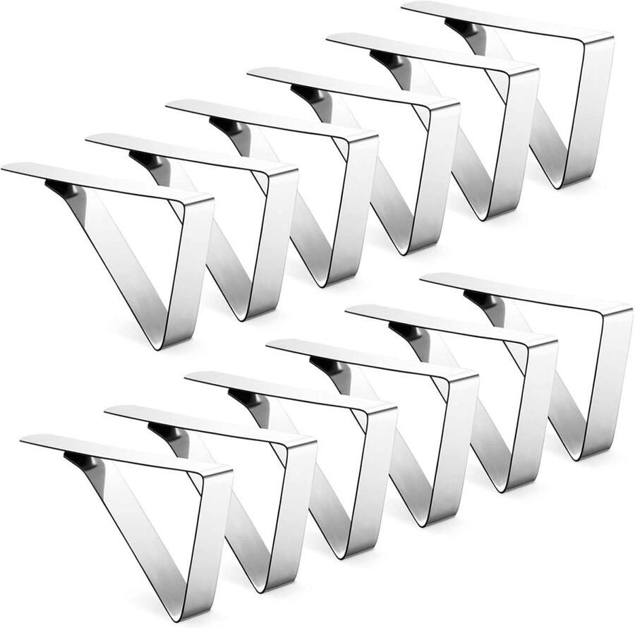 12 stuks tafelkleedklemmen voor de eettafel buiten Gemaakt van dik en sterk roestvrij staal Ideaal voor buiten en binnen keuken