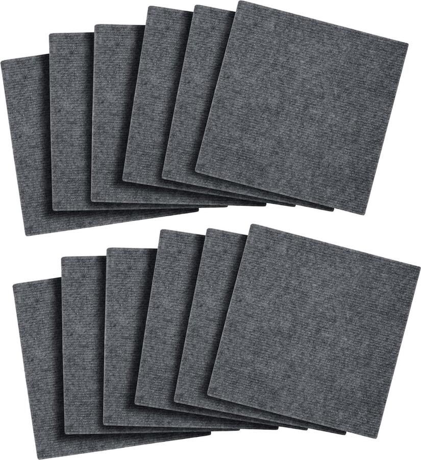 12 stuks tapijttegels 30 x 30 cm vloerbedekking zelfklevend commercieel tapijt met antislip latex achterkant duurzame tapijtvloer voor kantoor donkergrijs
