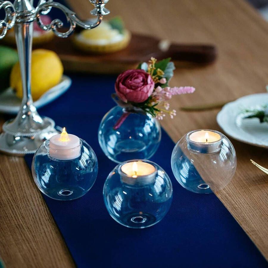 12 Stuks Theelicht Kaarsenhouders Bubble Tafelblad Glazen Theelichthouder Clear Votive Kaarshouder Tafel Centerpieces voor Kerst Halloween Bruiloft Decoraties voor Receptie