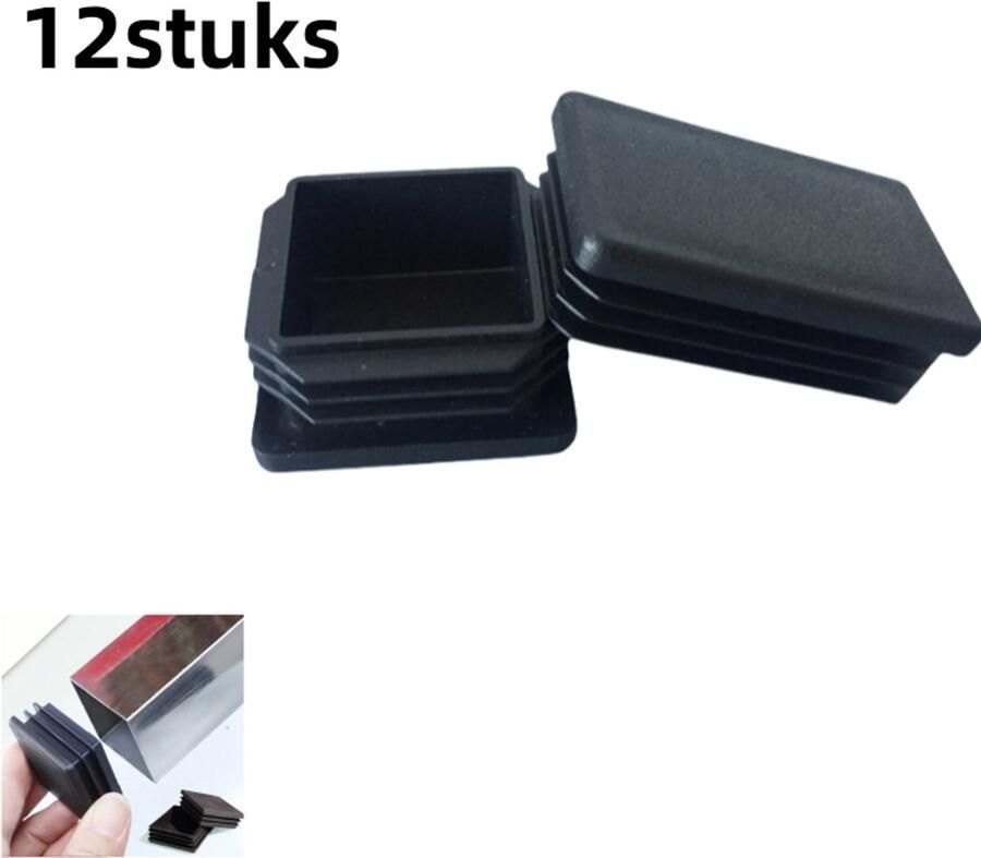 12 stuks vierkante kunststof pluggen 10 × 10 mm stofkap voor stalen buispootafdekkingen voor bureaus meubelvloerbeschermer