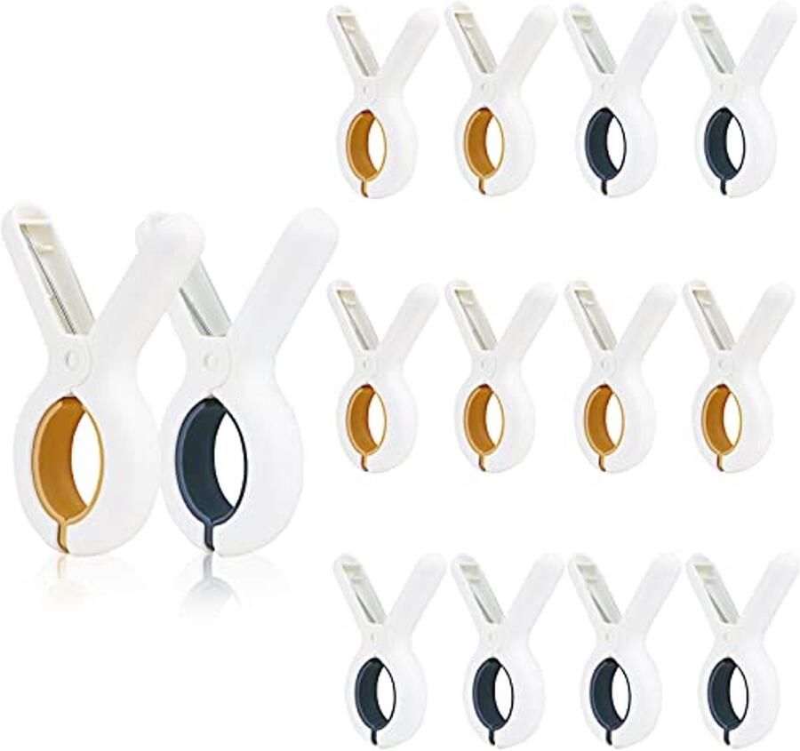12 Stuks Wasknijpers en Handdoekklemmen voor Strandligstoelen Winddichte Heavy Duty Clips voor Handdoeken Beddengoed en Dikke Kleding