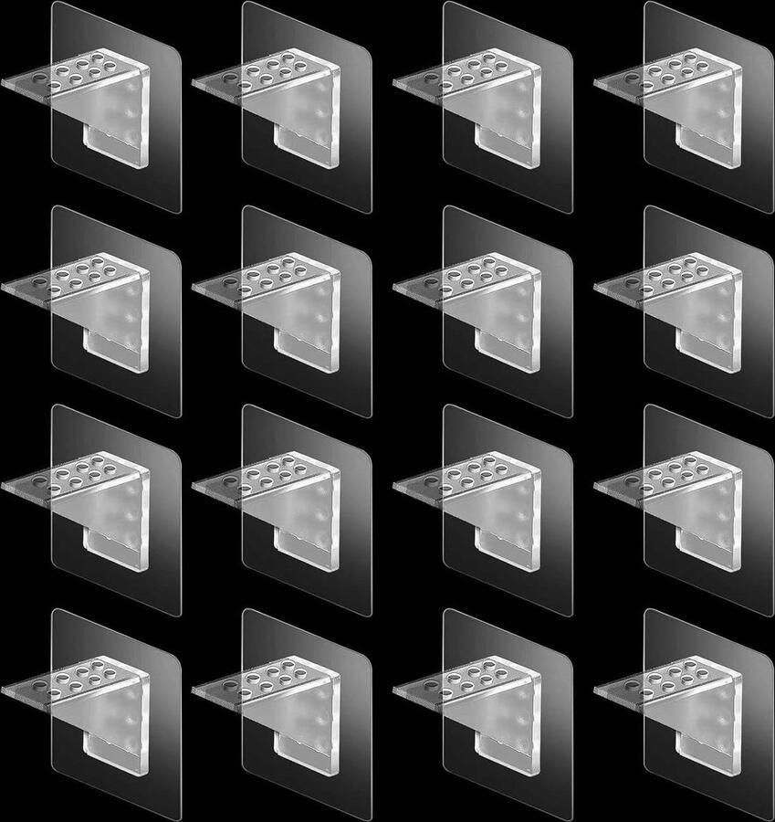 12 stuks zelfklevende haken plankdragers voor kledingkast glazen kastvloer drager transparante plankhouder huishouden stickers