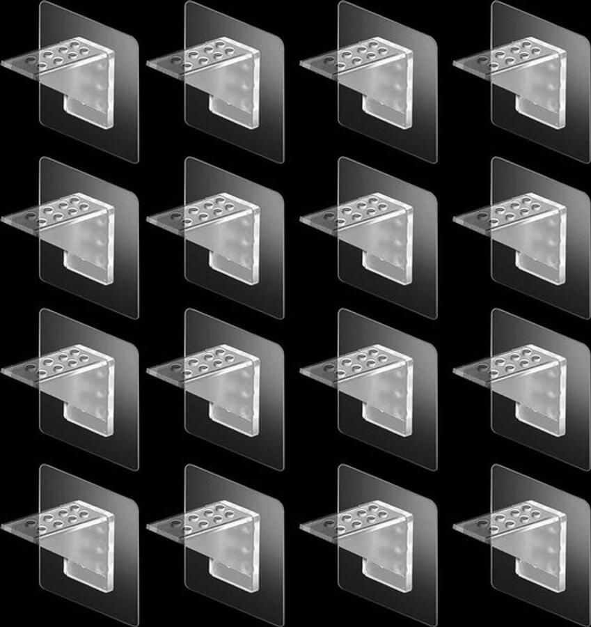 12 stuks zelfklevende haken plankdragers voor kledingkast glazen kastvloer drager transparante plankhouder huishouden stickers