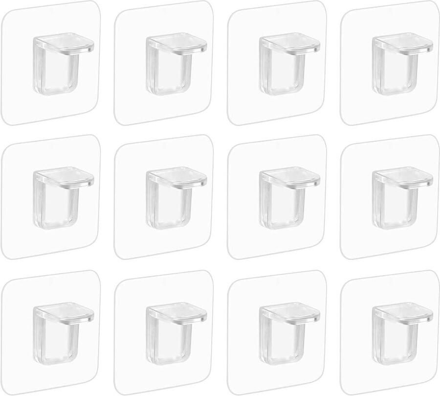 12 stuks zelfklevende plankdragers acryl kastbodemdragers transparante kleefhoek zonder boren voor planken en kasten