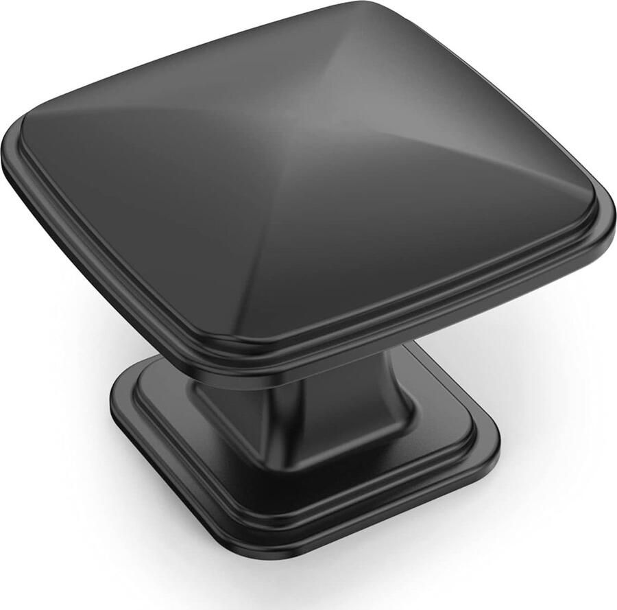 12 Stuks Zwarte Meubelknoppen voor Kast en Lade Vierkante Deurknoppen