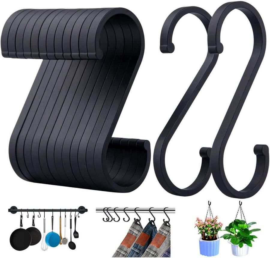 12 stuksS- Haak Asymmetrisch Zwart Set Hangers- Kapstok Keuken