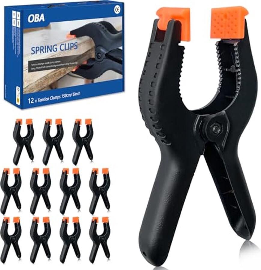 12 x Veerklemmen 158 mm Hoge Klemkracht Spanklemmen voor Hout Lijmen en Lange Foto Doek Klem Achtergrond Stof Clip