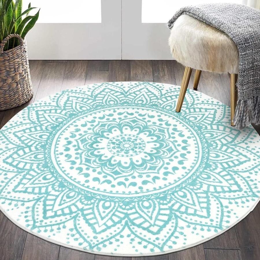 120 cm Rond Shaggy Ultra Soft Touch Tapijt Luxe Pluizige Antislip Wasbaar Woonkamer Tapijt Vloer Nachtkastje Groen