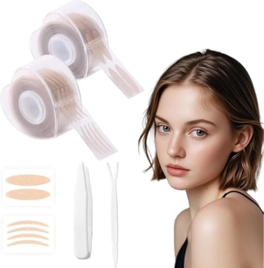 1200 stuks slipooglid tapes ooglidstrepen onzichtbare dubbele oogleden tape oogleden lifting zonder operatie waterdichte ooglidstickers tape met vorkstangen en pincet huidskleur