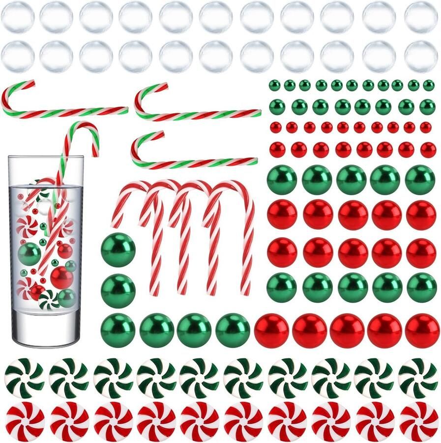 120pcs Christmas Vase Filler Floating Vase Filler Candy Cane Christmas Vase Filler Pearl Beads 6000pcs Water Gel Beads Home Dining Table Decorations