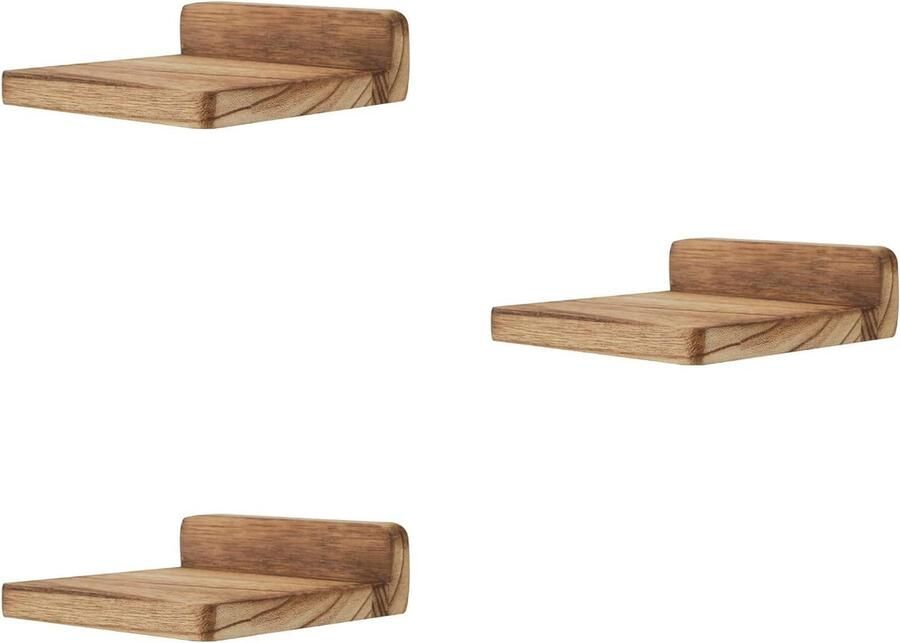 127 x 10 x 4 cm Houten Vierkante Zwevende Planken Set van 3 Compacte Stijl Mini-wandplank Voor Kleine Voorwerpen Hangende Wandplank (Zwart Koolzuur)