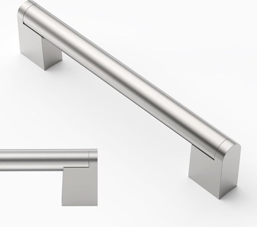 128 mm Mat Nikkel Vierkante Deurgrepen Set van 10 Stuks Roestvrij Stalen Meubelgrepen voor Keuken Kantoor Laden Kast