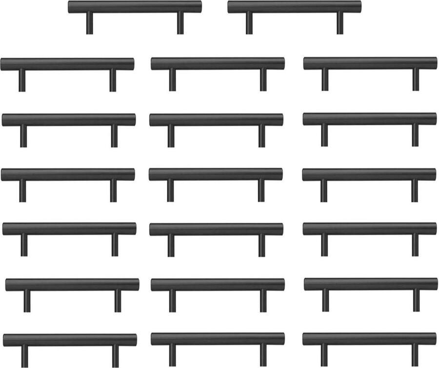 Zwarte Keuken Grepen Roestvrij Staal Spuitverf Zwart 20 Pcs 128mm Gat Installatie cabinet handle black