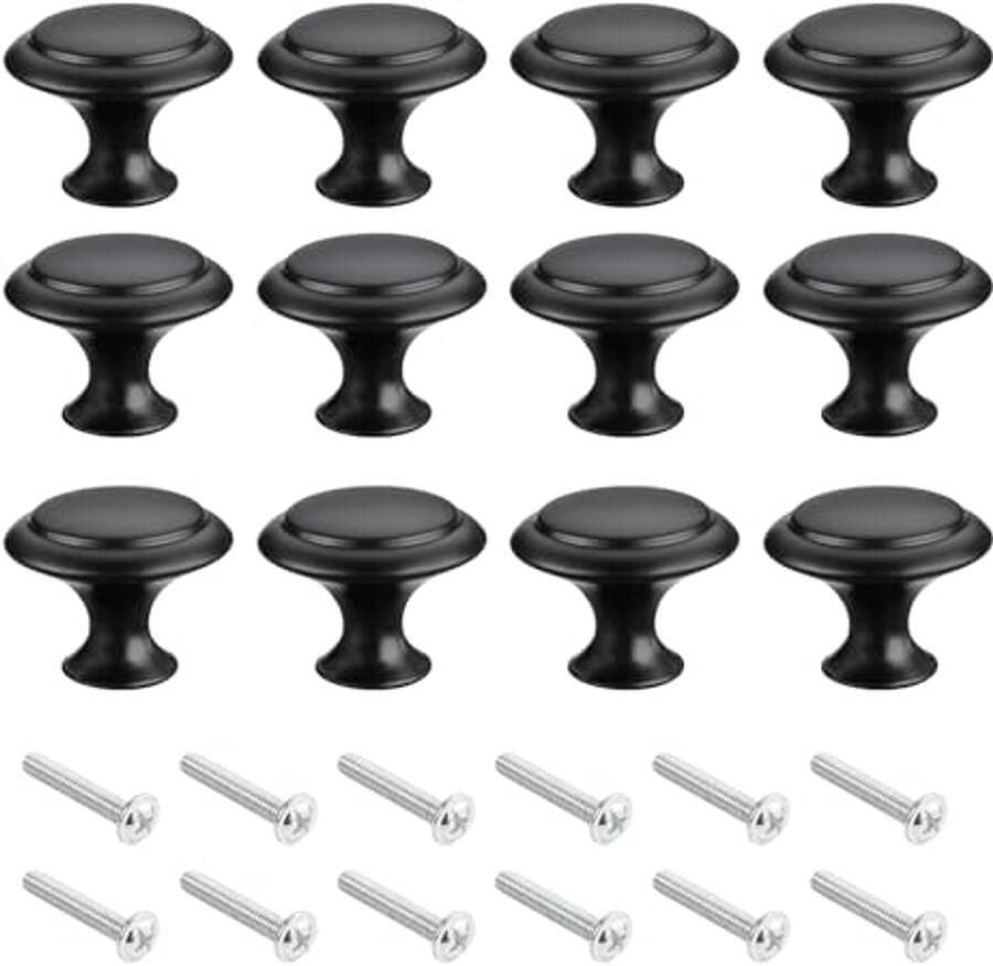 12pcs Drawer Knobs Drawer Racks Cabinet Knobs Mushroom Shape Cabinet Knobs for Drawers Cupboards with 12 Screws