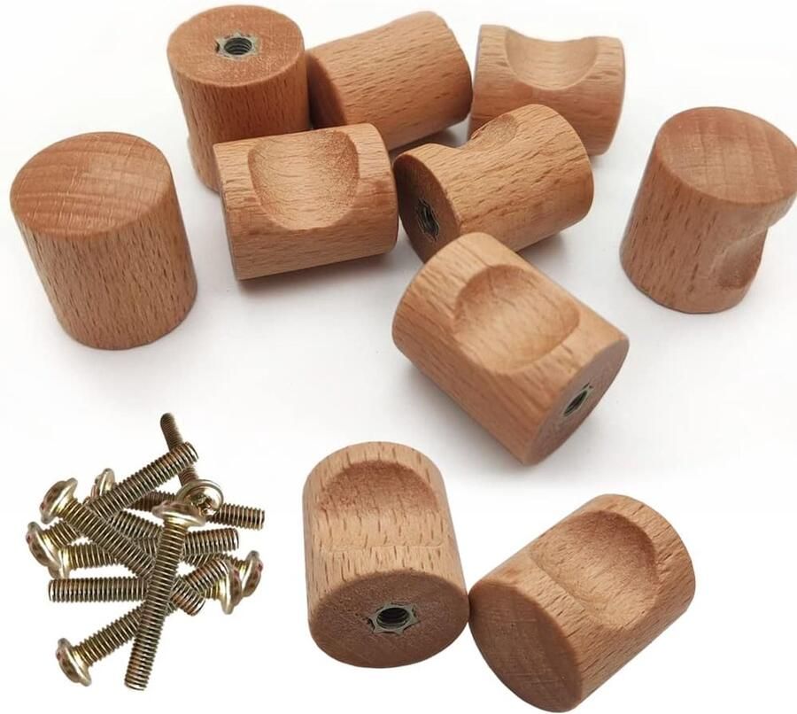 12pcs Houten Meubelknoppen Ladehandgrepen 20x24mm Houten Knoppen Kast Houten Knoppen Meubelhandgrepen Kast Lade van Dressoir