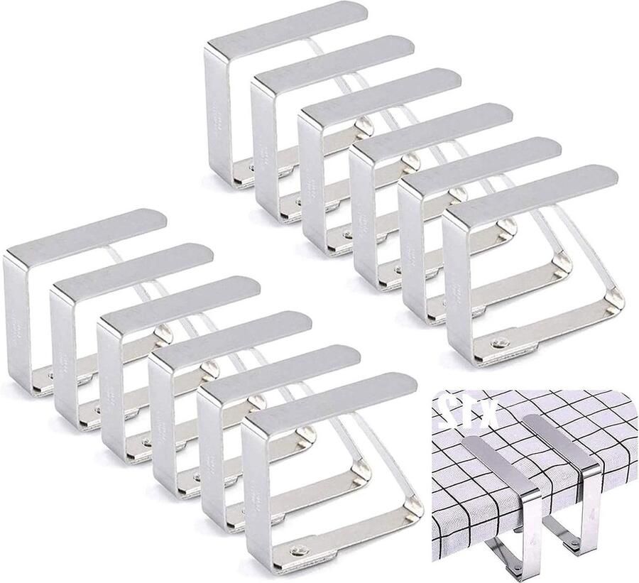 12Pcs Large Picnic Tablecloth Clips 7x8cm Stainless Steel Table Clamp Table Cloth Holders Adjustable Tablecloth Clamp for Home Garden Wedding Party Tablecloth Clamp