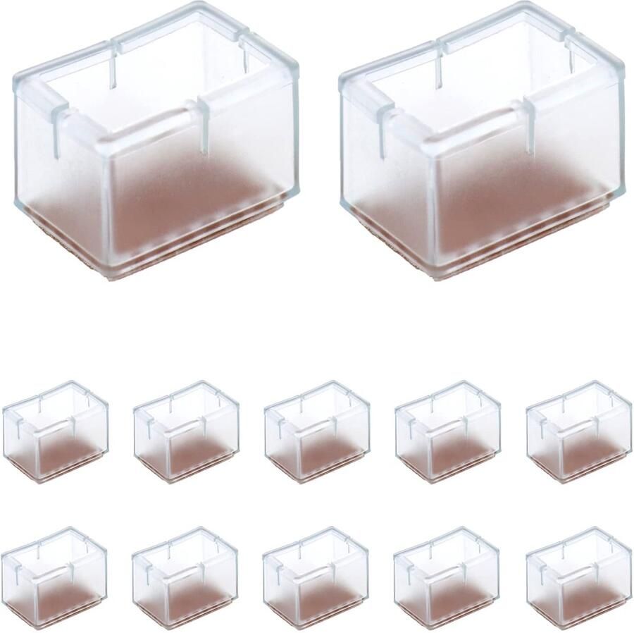 Allecto plus 12 Stuks Stoelpootdoppen Siliconen met Viltrug Stoelpootbescherming Voor Stoelpoten 24-28 mm Breed x 39-47 mm Lang - Foto 2