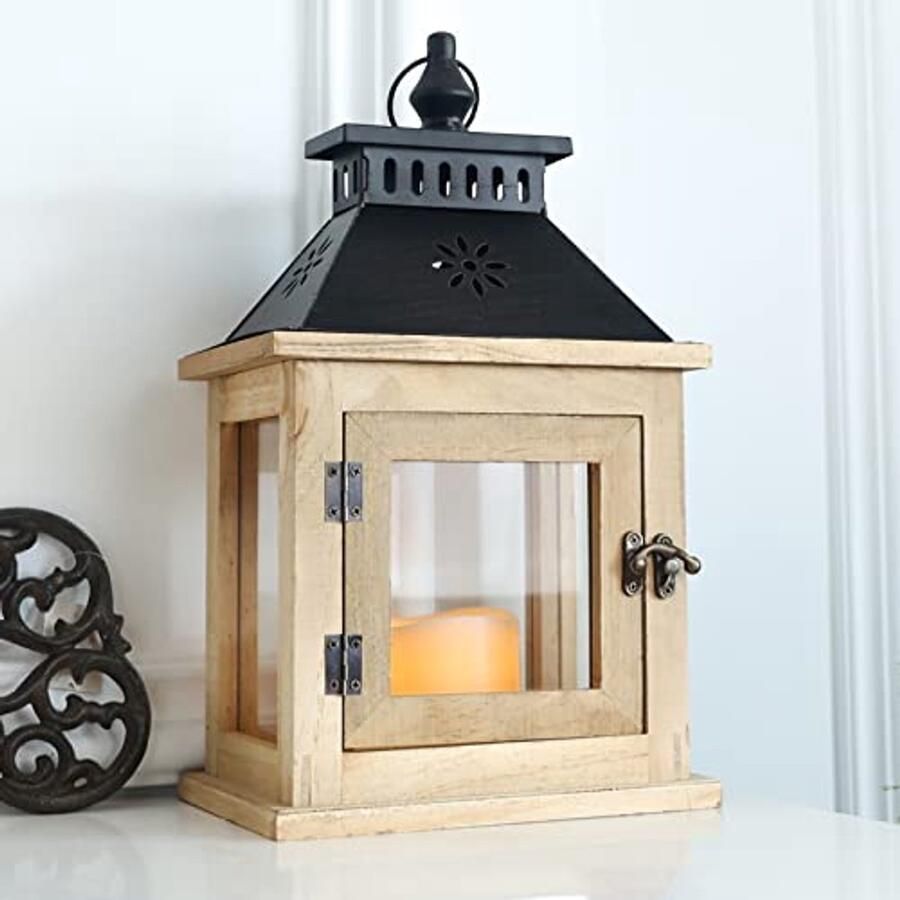13 inch houten lantaarn voor boerderij decor rustieke kaarsenhouder en tafel middenstuk