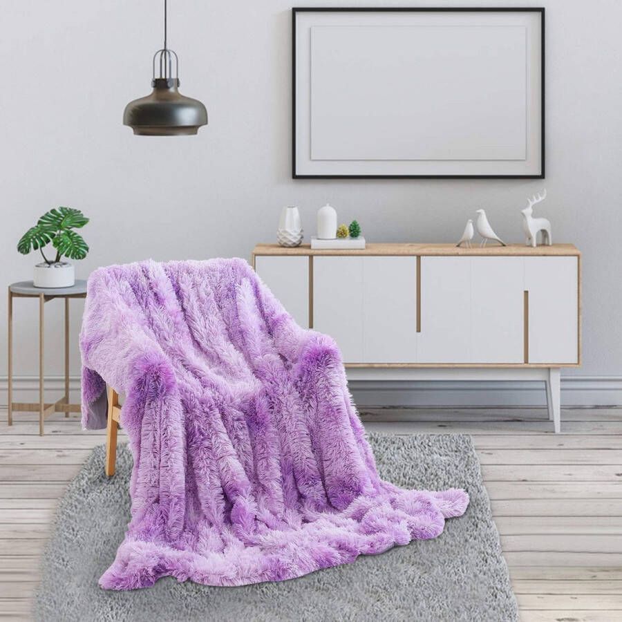 130 * 160cm Super Zachte Lange Shaggy gooit deken fleece deken voor bank knuffeldekens voor volwassenen Warm Elegant Gezellig Met Pluizige Deken Sprei Geschikt voor Bank of Bed（Purper）