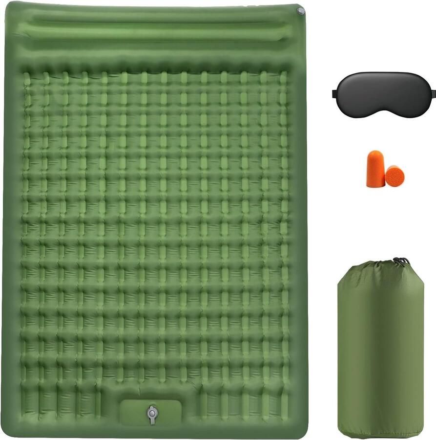 135 cm campingslaapmat 2 personen zelfopblazend luchtbed met kussen buiten campingmatras slaapmat opvouwbaar ultralicht luchtbed opblaasbare campingmat voor strandtent groen