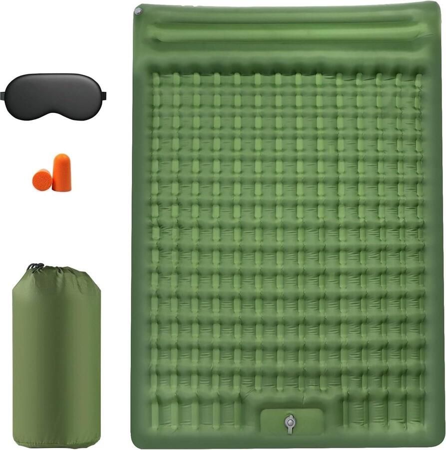 135 cm voor 2 personen zelfopblazend luchtmatras campingmatras met kussen opvouwbaar en ultralicht opblaasbaar campingmat voor strandtent groen upgrade