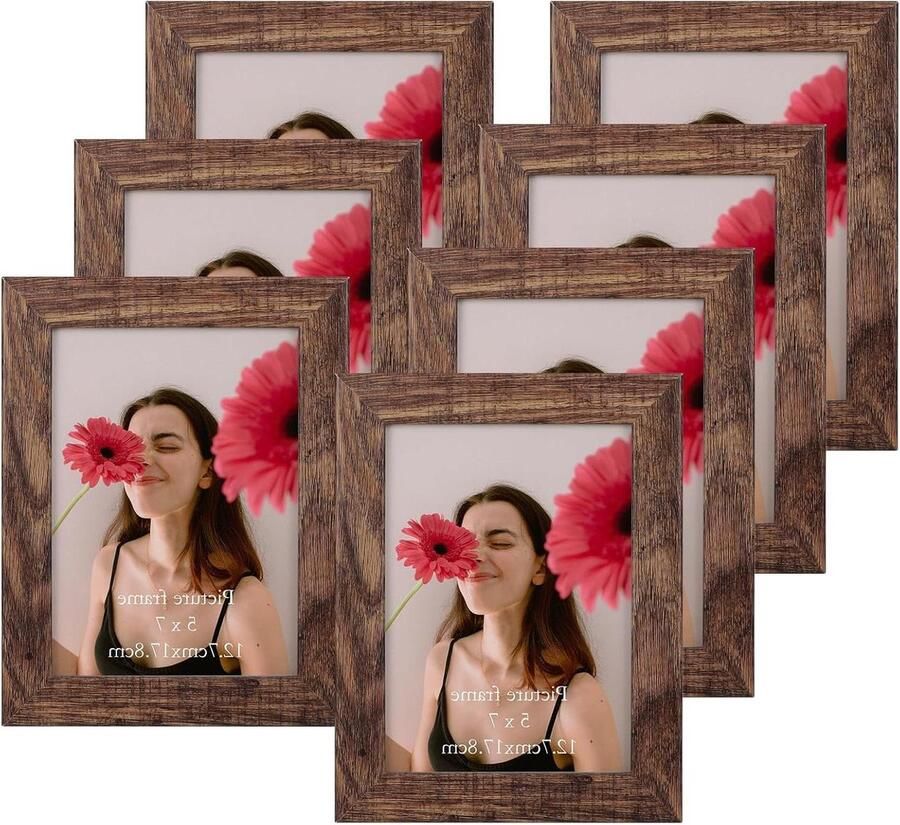 13x18 cm set van 7 rustieke fotolijsten voor wand en tafel slaapkamer woonkamer kantoor hal