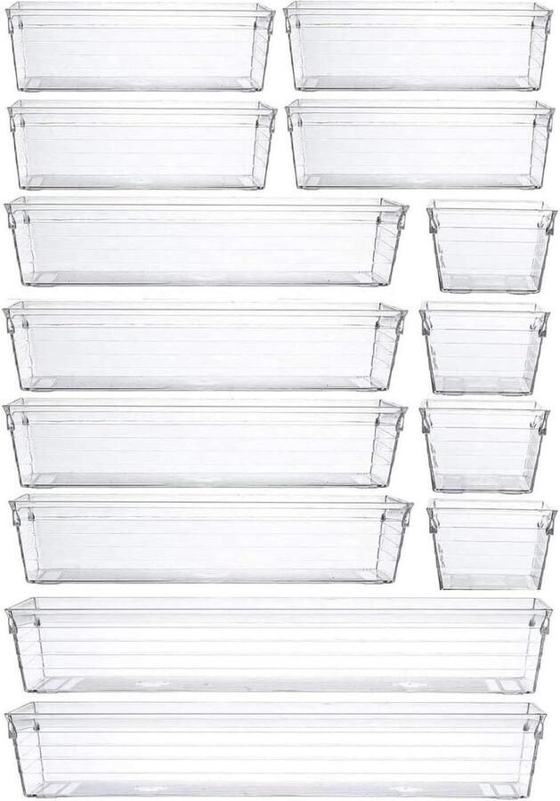 25 stuks doorzichtige lade organizer set bureau verdelers trays voor make-up en sieraden Lifewit - Foto 3