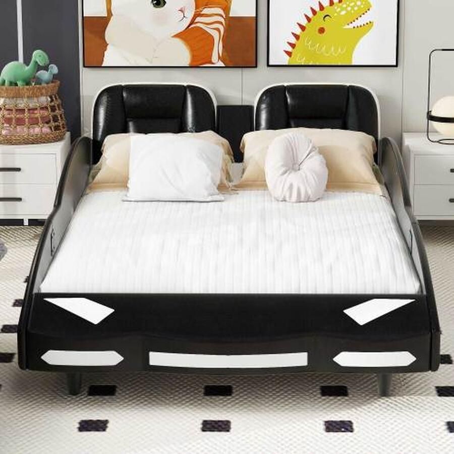 140 x 200 platte bedden automodelbedden autobedden kinderbedden zwart