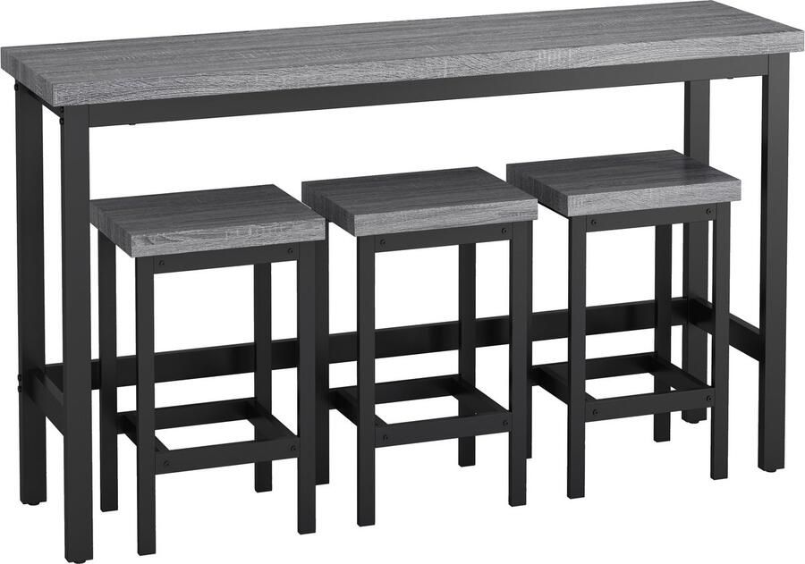 Re-purelife 148CM Moderne Eettafel Set met 3 Krukken – Stevige Keukentafel Bartafel Hoge Tafel – Compact & Stijlvol – Ideaal voor Kleine Ruimtes Barhoek of Bij het Raam – Eenvoudige Montage – Hoogwaardige Kwaliteit – Grijs - Foto 2