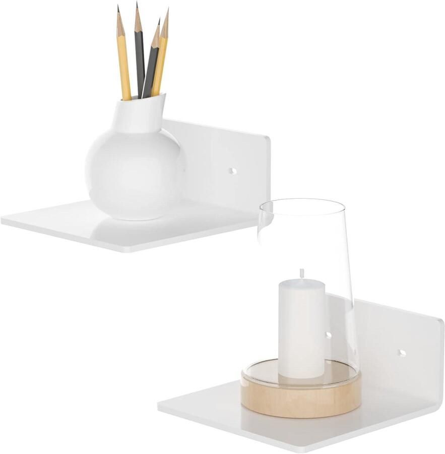 15 cm Wit Acryl Wandplanken Set van 2 Stijlvolle opslag voor elke kamer in huis!