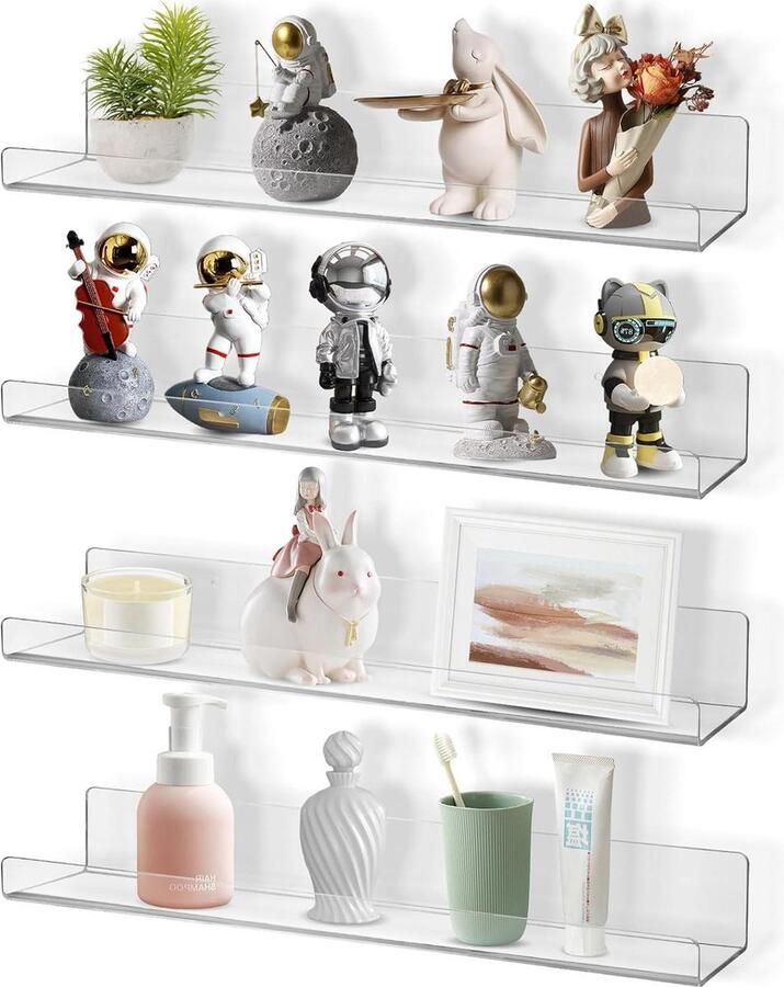 15 inch acryl heldere drijvende planken set van 4 stuks voor badkamer slaapkamer keuken