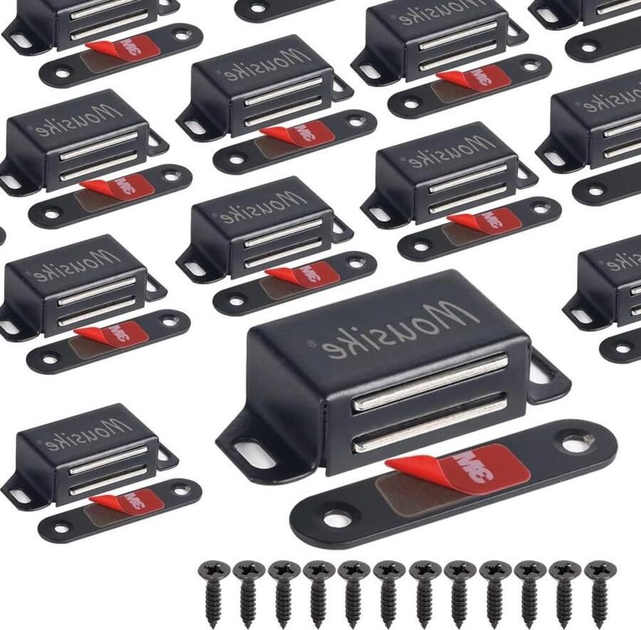 15 kg roestvrij staal magnetische deurvangmagneten voor keukenkasten kastladevergrendeling zwart (set van 16)