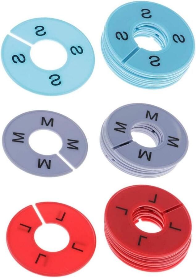 15 Pack Round Colorful Plastic Clothes Size Cabinet Rack Dividers Hangers
