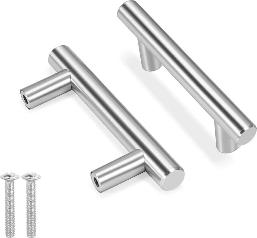 Keukenkast handgrepen 15-pack zilver 4 inch en 25 inch gatafstand massief roestvrij staal T-bar met satijn geborsteld nikkel hardware voor keuken kastdeur badkamer meubels