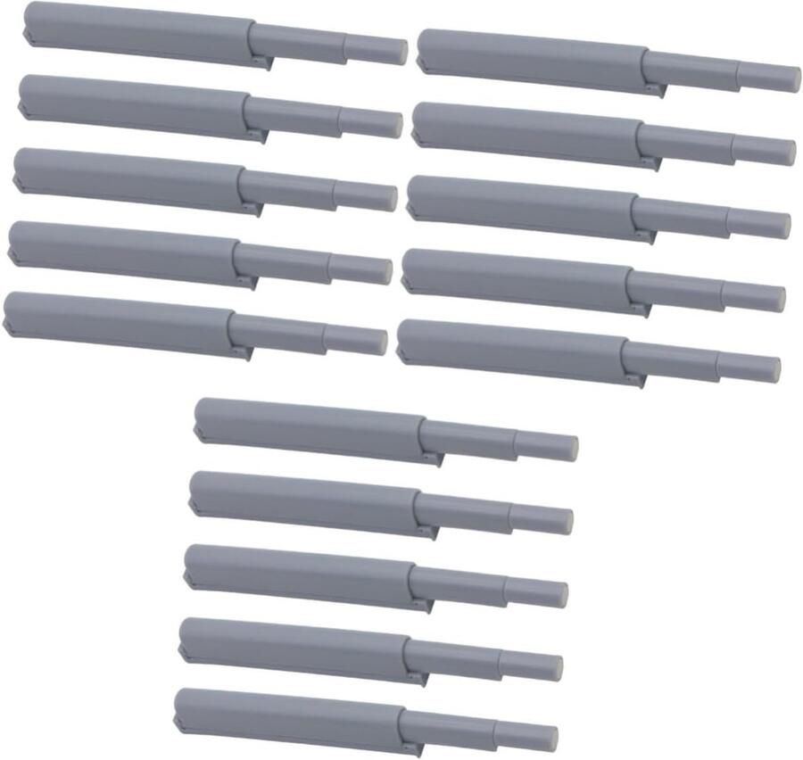 15 stuks Deursnapper Deurbuffer Deursluiter Deurdemper demperbuffers Magnetisch Automatische Druk Deuropeners kastdeur demper met aanraakpen systeem en buffermagneet scharnieren voor keukenkasten grijs 120 mm