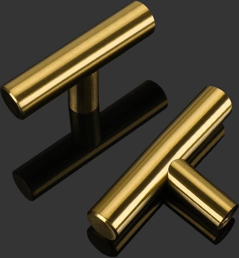 15 stuks gouden keukenkastknoppen messing T-vormige ladegrepen voor badkamer kledingkast modern enkelgatsontwerp