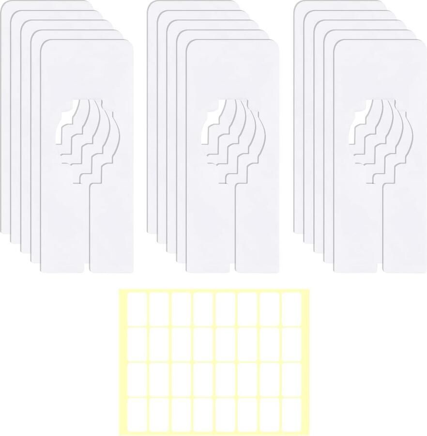 15 stuks kastplankverdelers 1 stuk blanco sticker witte rechthoekige hangerverdeler kastverdeler voor het sorteren van kledingmaat kleur