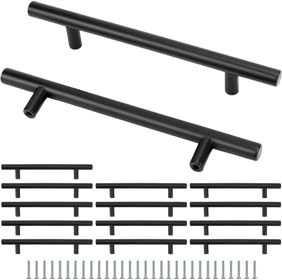 15 Stuks Meubelgrepen 128 mm Roestvrijstalen Handgrepen Keukengrepen met Schroeven Kastgrepen Zwart