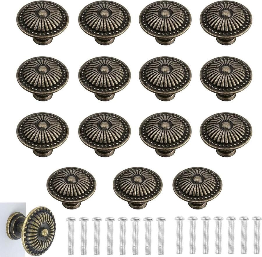 15 stuks vintage bronzen kastgrepen schroefladegrepen bronzen meubelgrepen mini-ladegrepen antieke ladegrepen voor kast lade juwelendoos