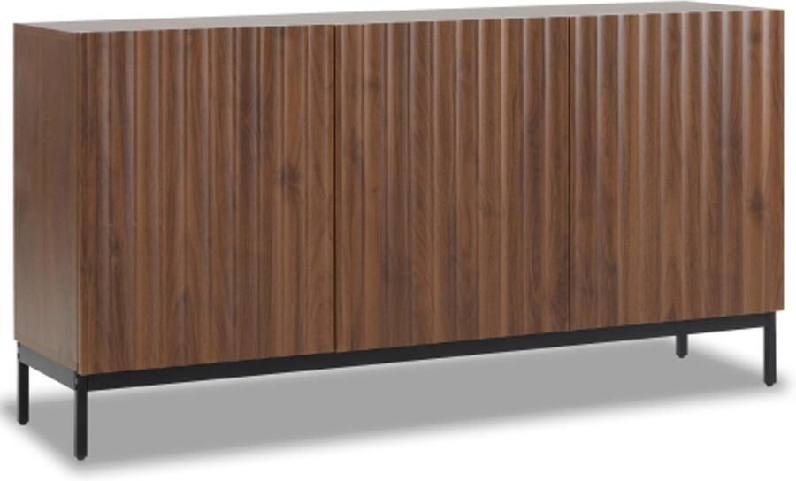 GOTAGEE 150x40x80cm dressoir decoratieve kast 3 deuren golvend 3D-ontwerp verstelbare planken anti-kantelopslag voor woonkamer eetkamer kantoor