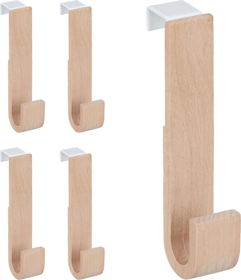 Relaxdays 30x deurhaken hout deurkapstok ophanghaak deur deurhanger haken