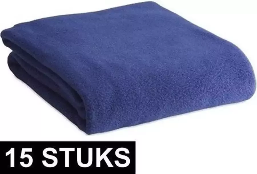 15x Fleece dekens plaids kleedjes blauw 120 x 150 cm Bank woonkamer dekentjes