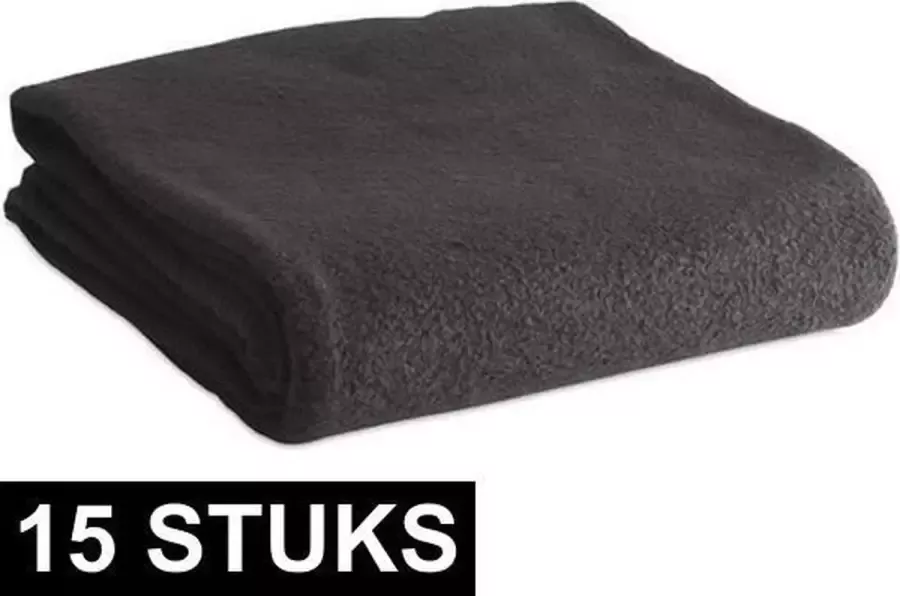 15x Fleece dekens plaids kleedjes zwart 120 x 150 cm Bank woonkamer dekentjes