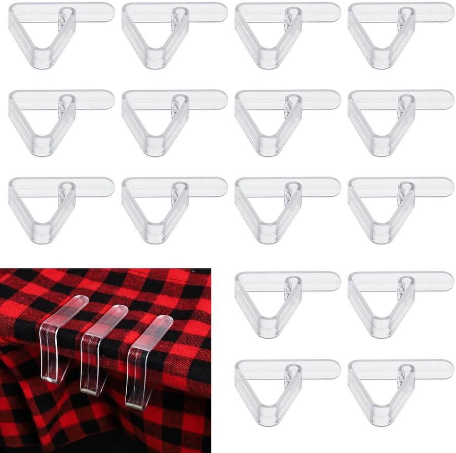 16-Delige Plastic Tafelkleed Klemmen Duidelijke Tafelkleed Fixatie Clips voor Binnen en Buiten Geschikt voor Tafels van 1-3cm Dikte