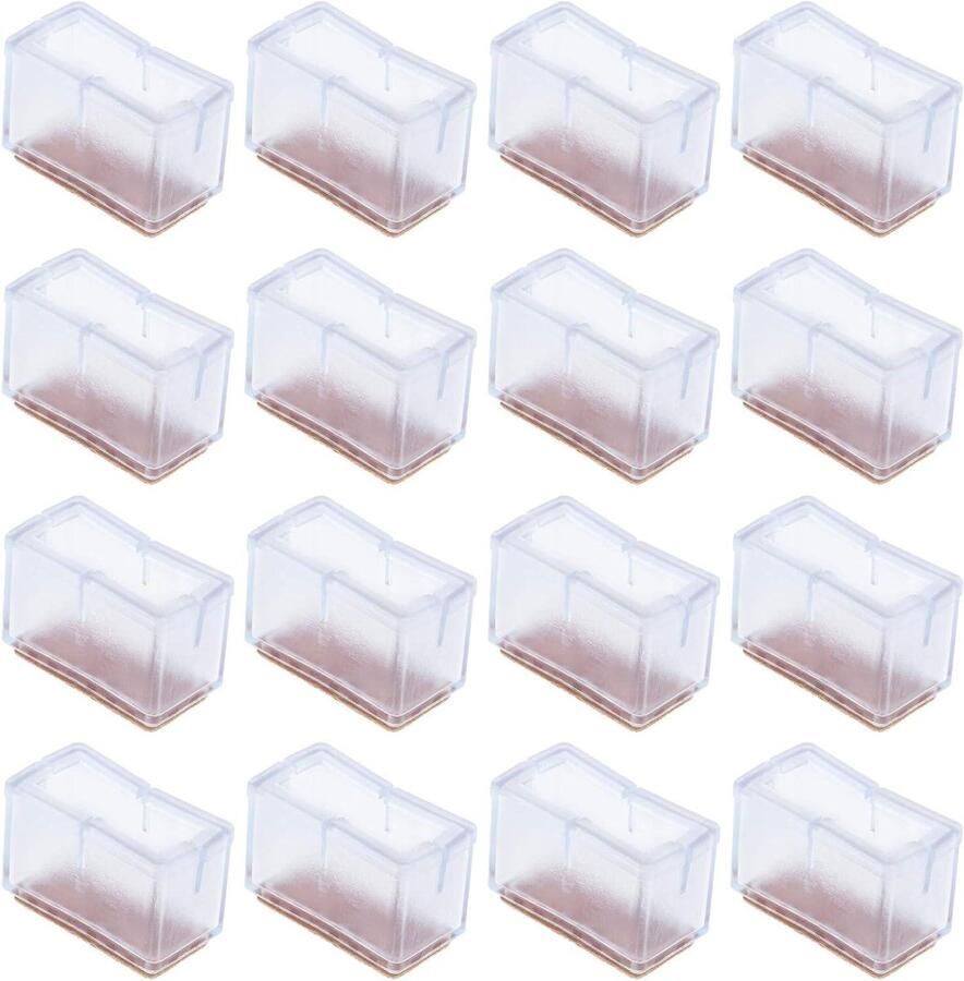 16-delige Set Vierkante Stoelpoot Beschermers Vloerbeschermers Meubelvoeten Anti-Slip Pads voor Stoel- en Tafelpoten PVC Rechthoekig Duurzaam en Praktisch Bescherm Vloeren Tegen Krassen