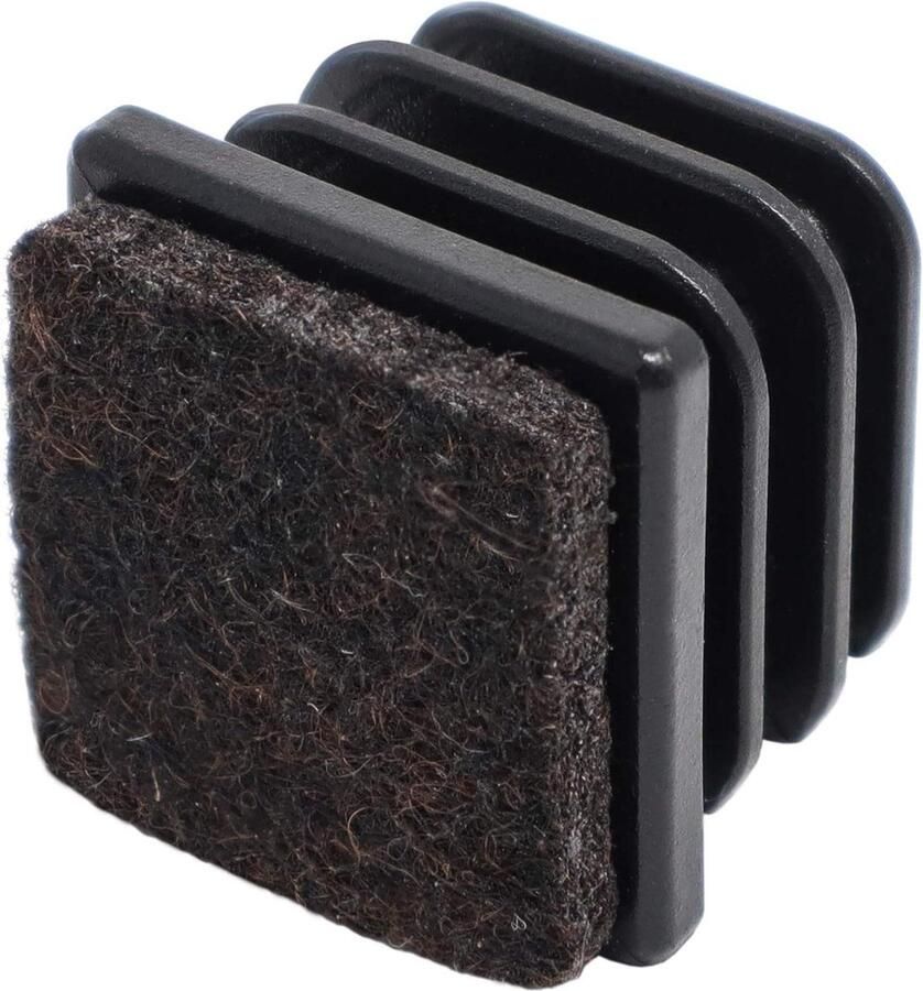 16 lamellenstoppen met vilt-zwart vierkant 21-23 mm meubelglijders premium kwaliteit