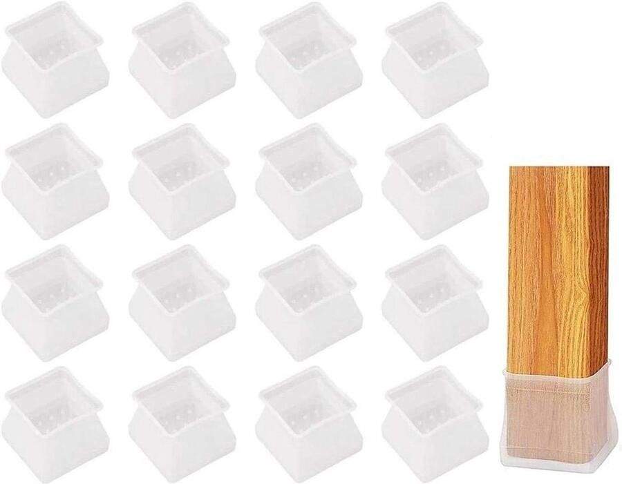 16 Pack Siliconen Stoelpootdoppen voor Vloerbescherming en Meubelbescherming