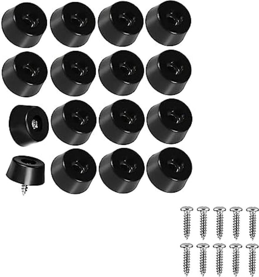 16 PCS Rubberen Voeten voor Snijplank Rubberen voetjes Ronde Zwarte Rubberen Voeten Met Stalen Schroeven Anti-Slip Meubelpads voor Houten Tafels Stoelen Meubels