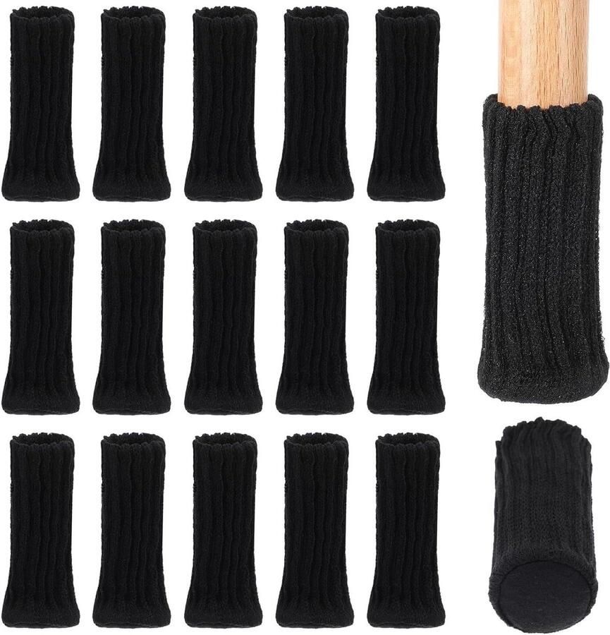 Allecto Plus Stoelsokken voor meubelpoten 16 stuks Stoelpootbeschermers met viltglijders Antislip stoelpootdoppen Beschermkappen voor stoelpoten en tafels